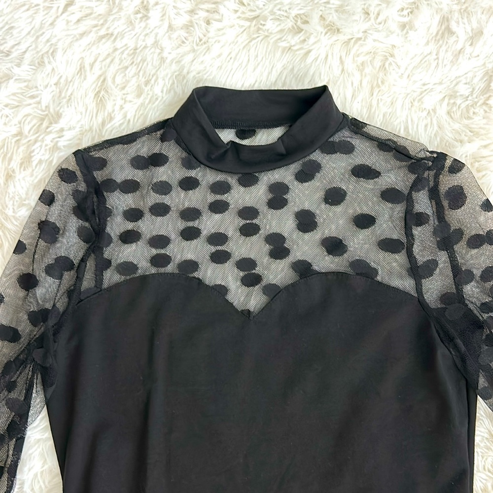 Sheer Polka Dot Crop Top - Picture 2 of 3